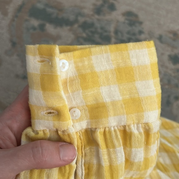 Zara One Shoulder Long Sleeve Top Yellow Gingham Blogger Fave M - Picture 11 of 11